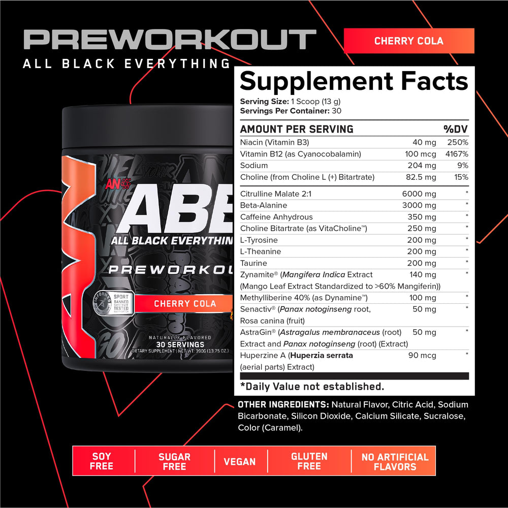 ABE All Black Everything preworkout scoop ready to measure for precise dosing.