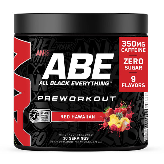 ABE All Black Everything preworkout tub front for bold energy