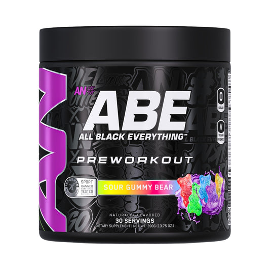 ABE All Black Everything preworkout tub ready for an intense gym session