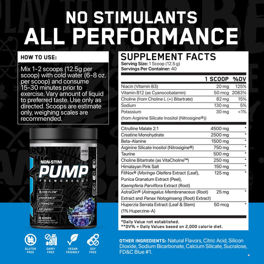 ABE Pump Blue Razz glass highlights flavor without stimulants during training.