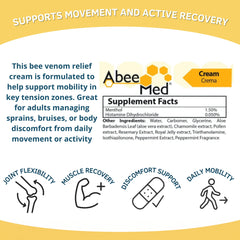 ABEE MED menthol component shows a cooling sensation near sore areas.