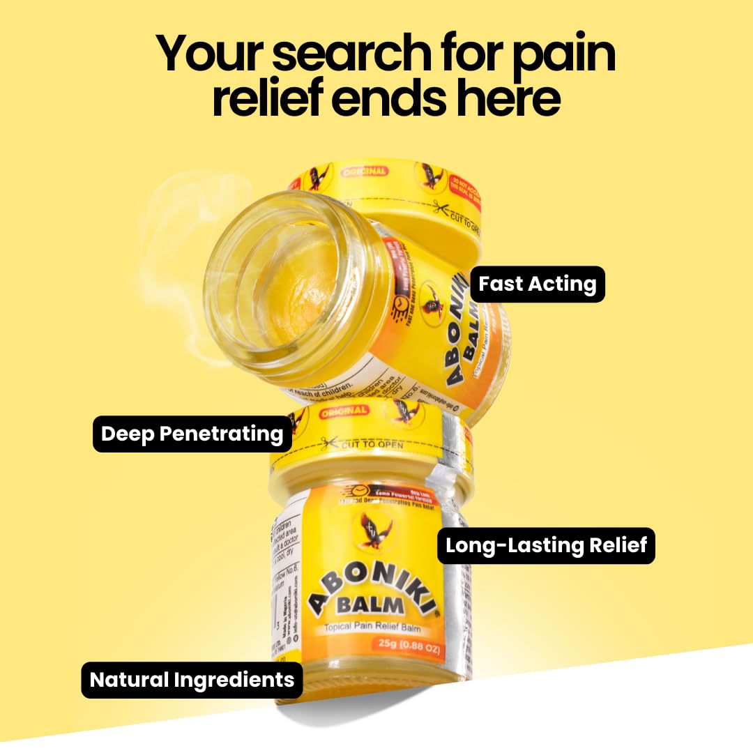 Aboniki balm applied to back for targeted relief and warming soothe.