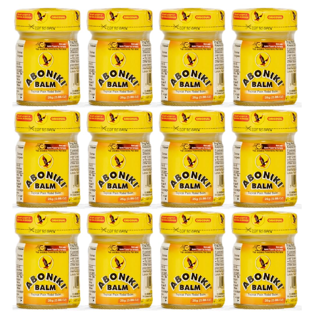 Aboniki balm pain-relief jar closeup shows deep-penetrating comfort.