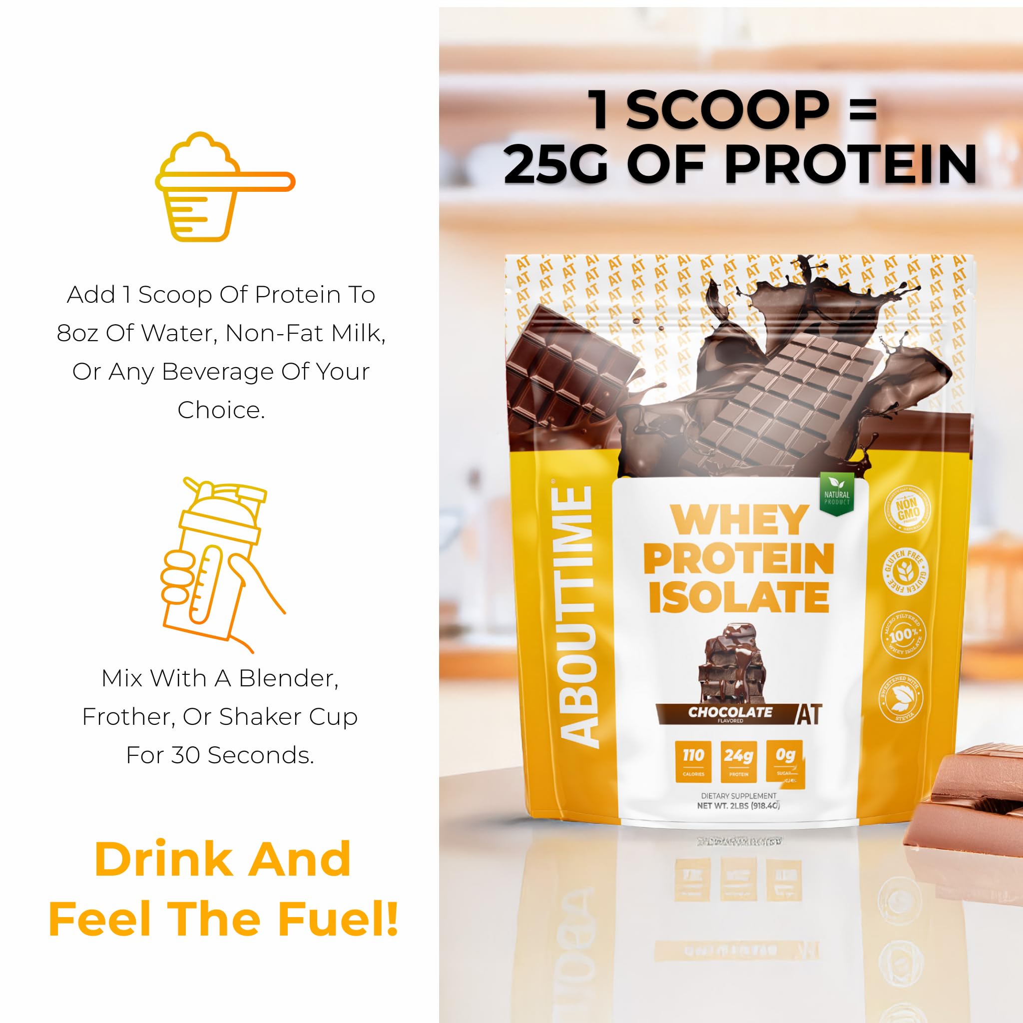 Close up on natural flavors and stevia in About Time formula