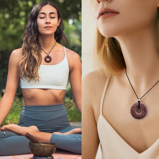 Abrakadoubra orgonite necklace colorful seven chakra for daily energy alignment.