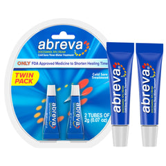 Abreva 10% Docosanol cold sore tubes for on-the-go treatment.