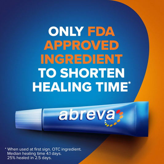 Two Abreva tubes in packaging provide portable cold sore relief.