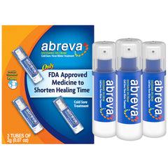 Abreva docosanol 10% cream pump bottle three-pack for on-the-go cold sore care