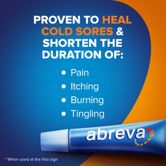 Abreva label close-up showing 10% docosanol active ingredient.