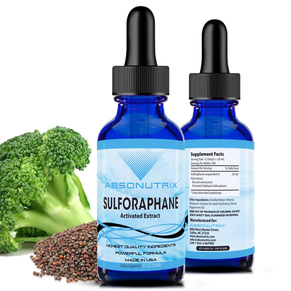 Absonutrix Activated Sulforaphane bottle with dropper for easy dosing