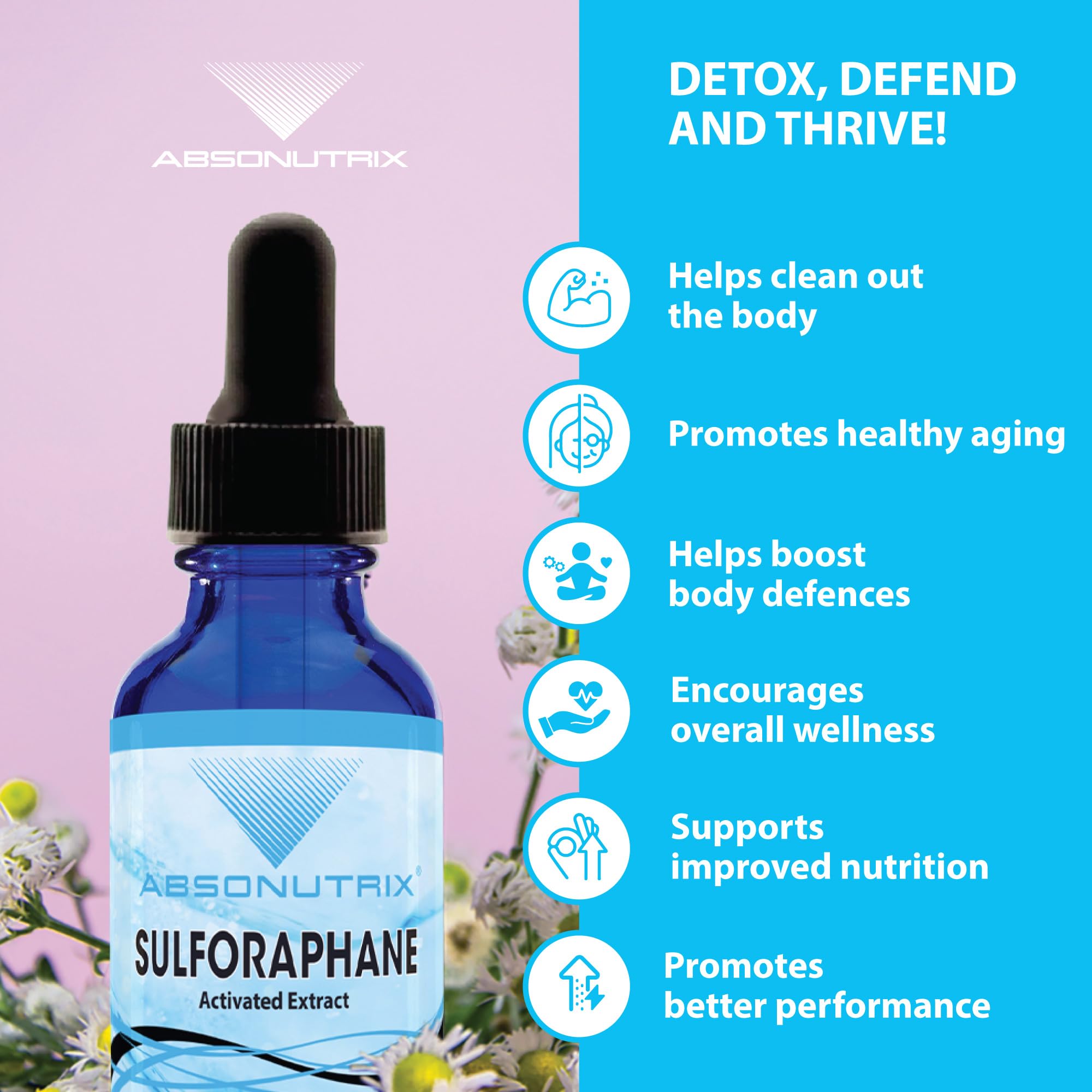 Close-up of Absonutrix sulforaphane label with product details