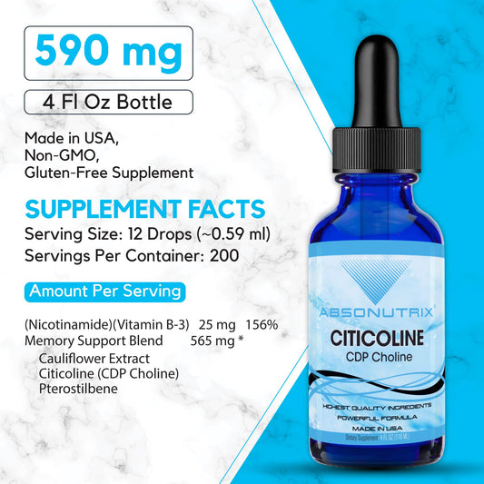 Closeup of Absonutrix Citicoline dropper for precise measurement
