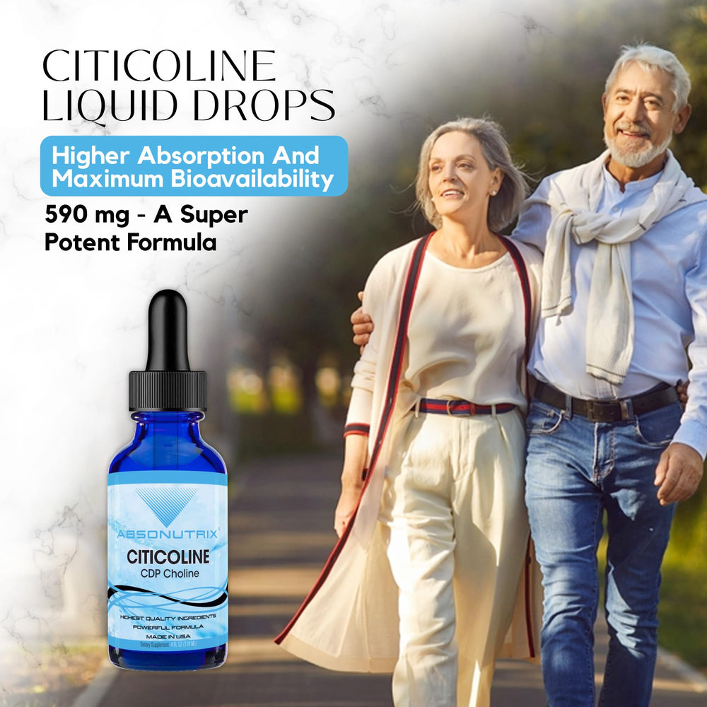 Hero shot of Absonutrix Citicoline 590mg highlighting premium packaging
