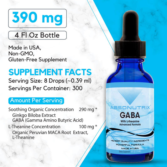 Absonutrix GABA label on back for quality and ingredients.