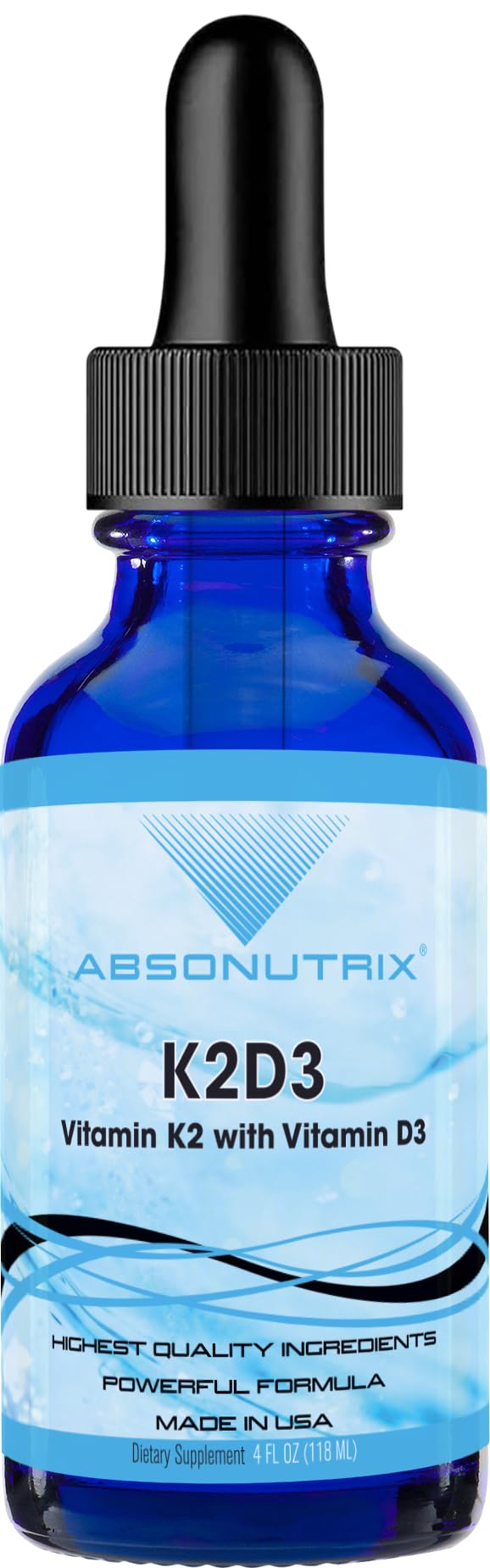 Absonutrix K2D3 bottle and dropper for easy daily dosing and immune support.
