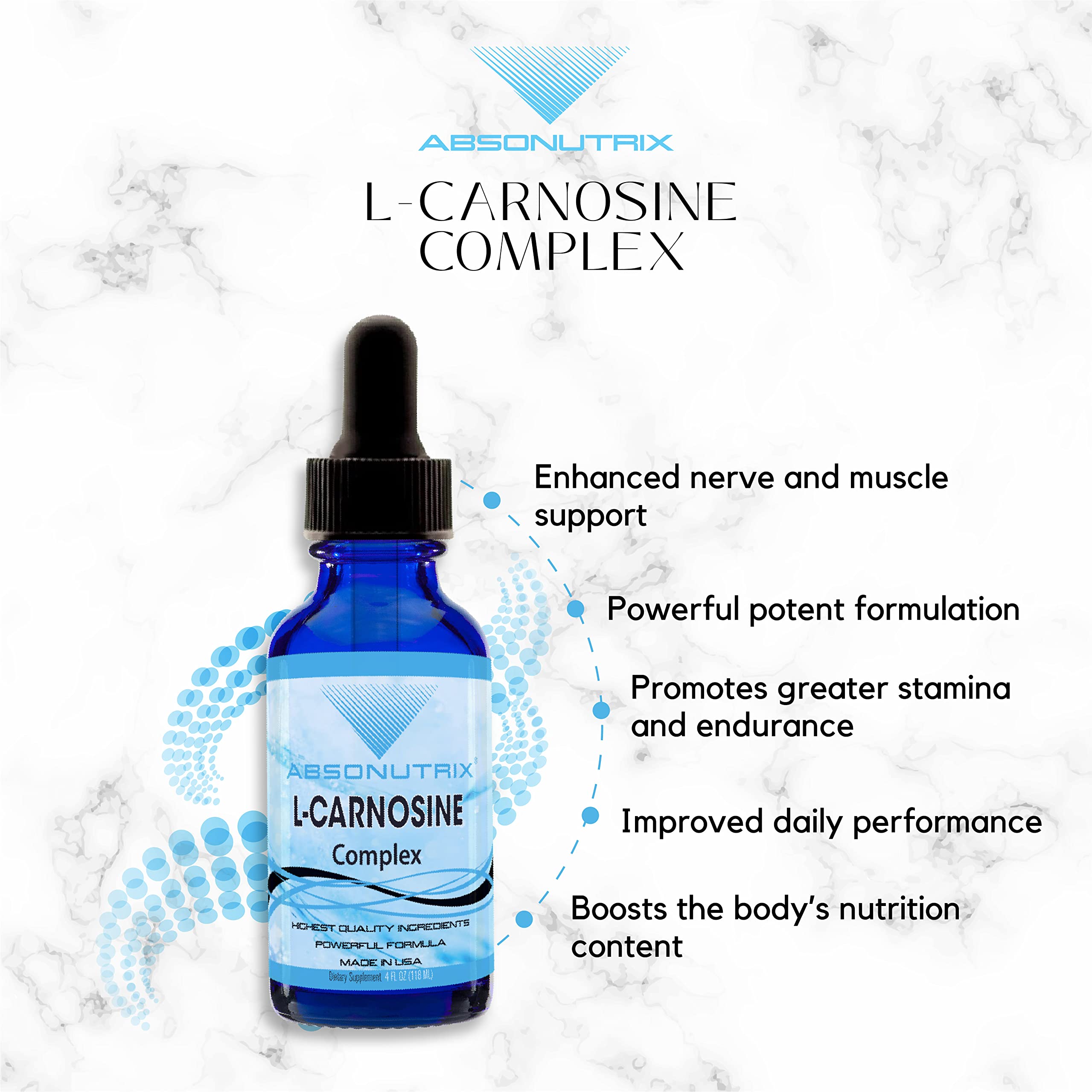Absonutrix L-Carnosine drops third-party tested seal confirms safety.