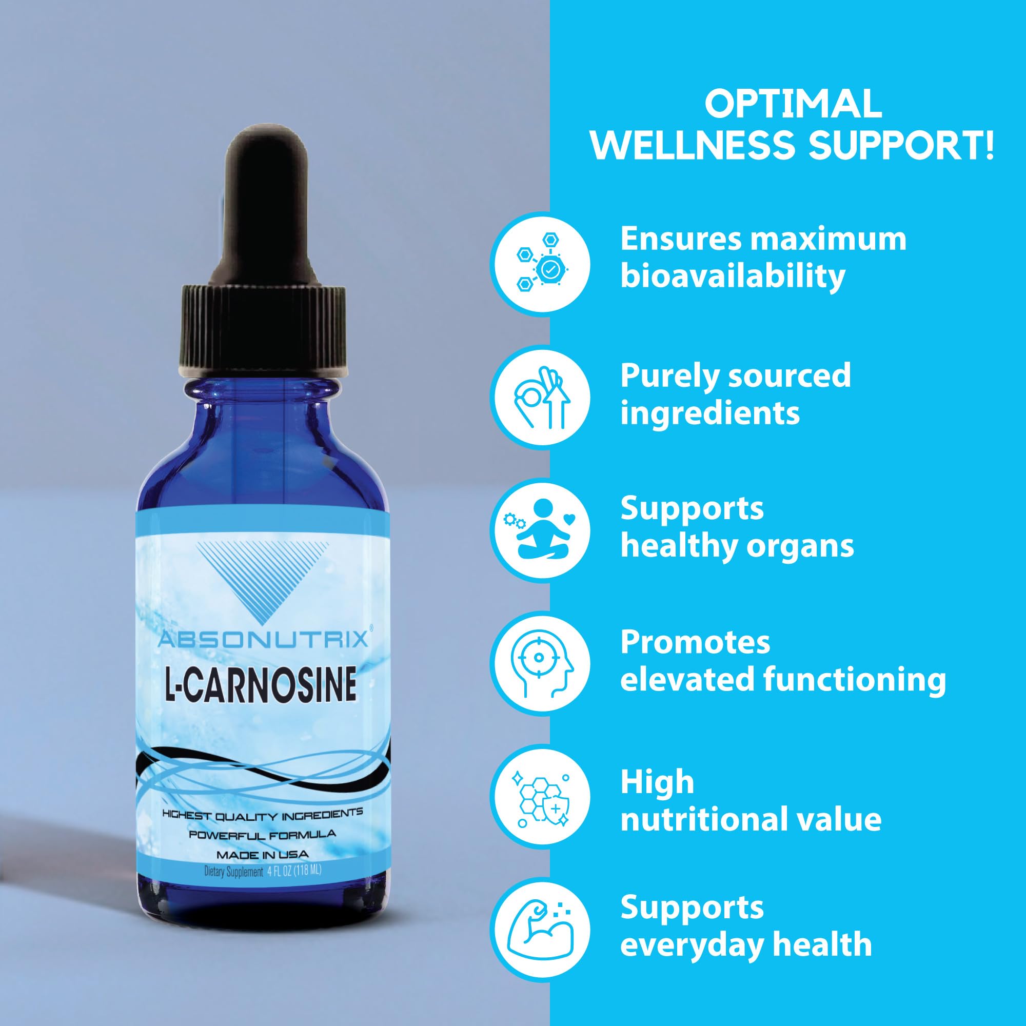 Absonutrix L-Carnosine drops liquid form supports faster absorption.