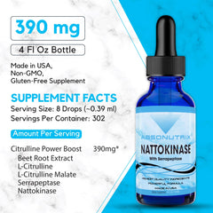 Absonutrix nattokinase-serrapeptase liquid drops being poured into water.