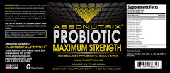 Absonutrix probiotic label confirms Made in USA and multi-strain formulation