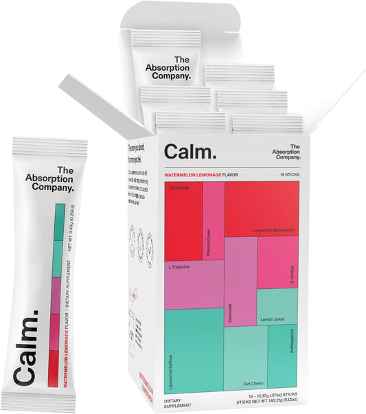 The Absorption Company Calm Drink Mix bottle in watermelon lemonade flavor for mood support.