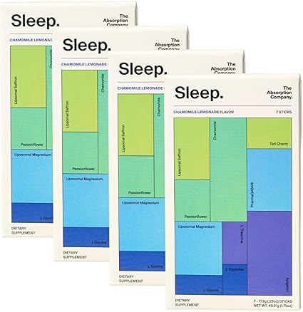 The Absorption Company Sleep Aid Powder chamomile lemonade sticks packaging ready for a calming evening ritual.