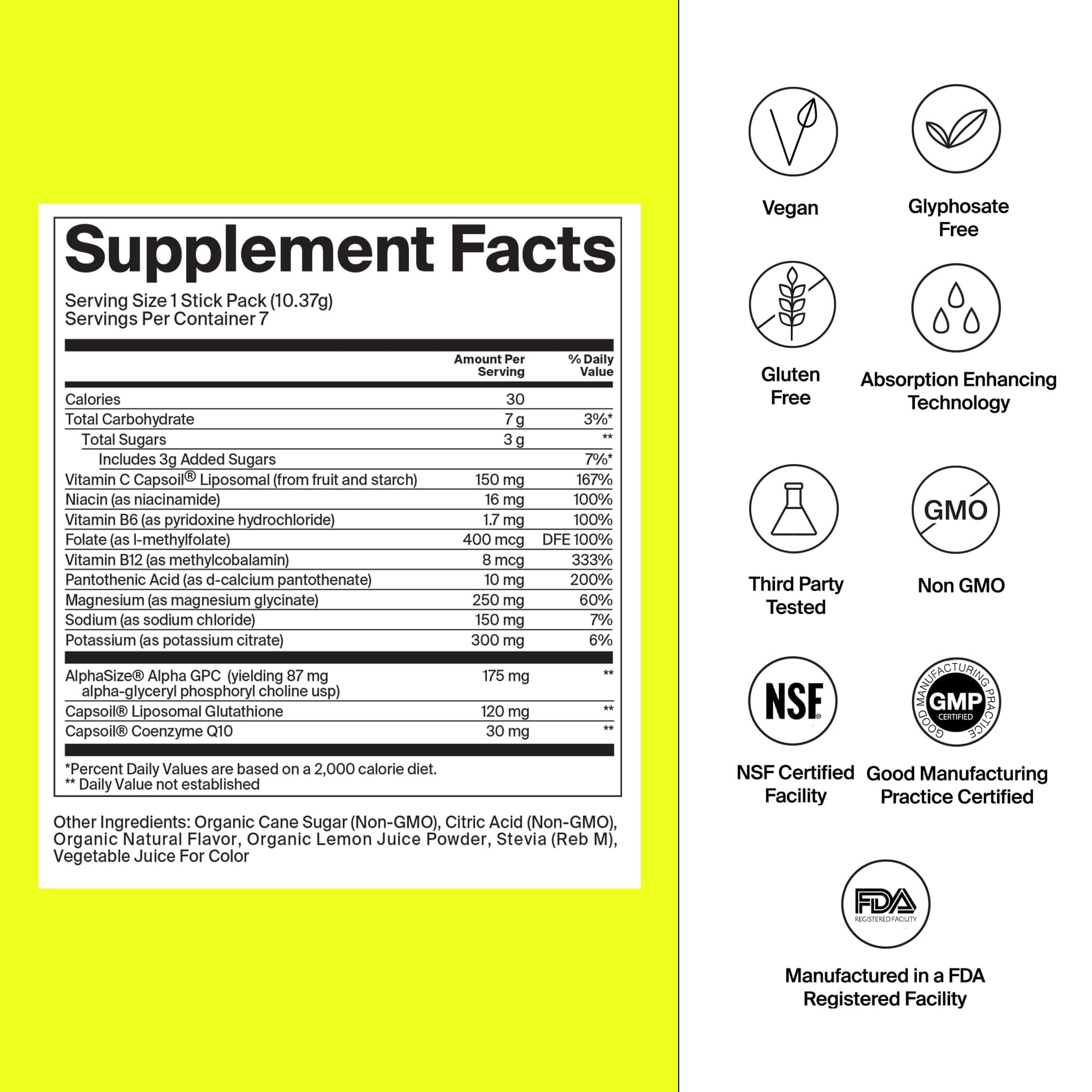 The Absorption Company mango lemonade electrolyte packet back view highlighting ingredients and absorption benefits