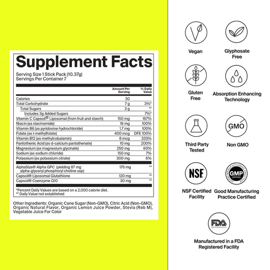 The Absorption Company mango lemonade electrolyte packet back view highlighting ingredients and absorption benefits