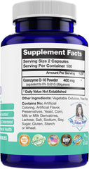 Abundant Life Wellness CoQ10 400 mg bottle label showing ubiquinone form and potency