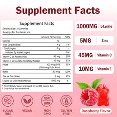 ABYSSUS Lysine Gummies ingredients panel explains vegan pectin and sugar-free sweeteners