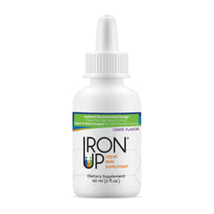 A.C. Grace Iron Up bottle with pour spout showing grape flavor for easy dosing.