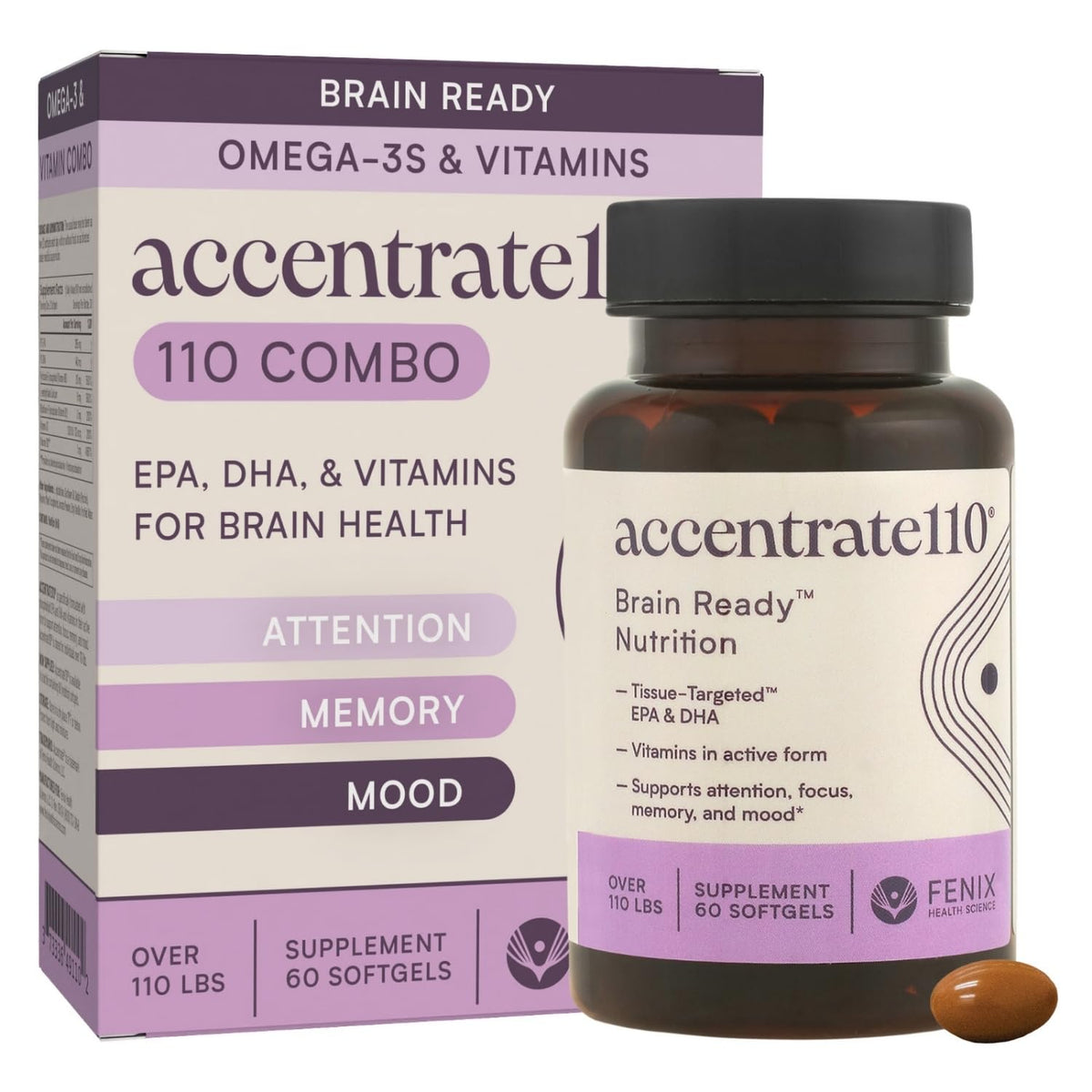 Accentrate110 bottle ready for daily focus support.