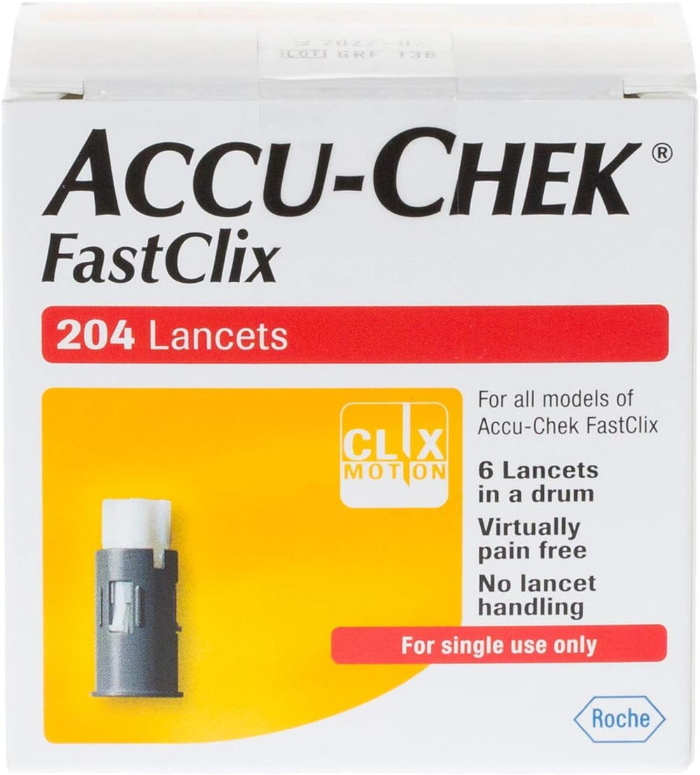 ACCU-CHEK FastClix lancets in dispensing shot showing easy one-click operation.