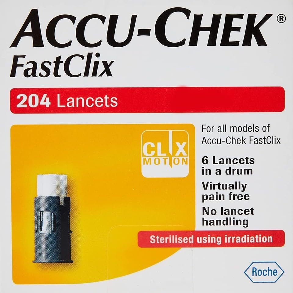 ACCU-CHEK FastClix lancets box packaging, compact and travel-ready.