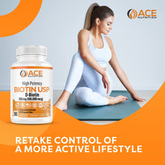 ACE NUTRITION Biotin label detail, GMP quality and USA manufacturing