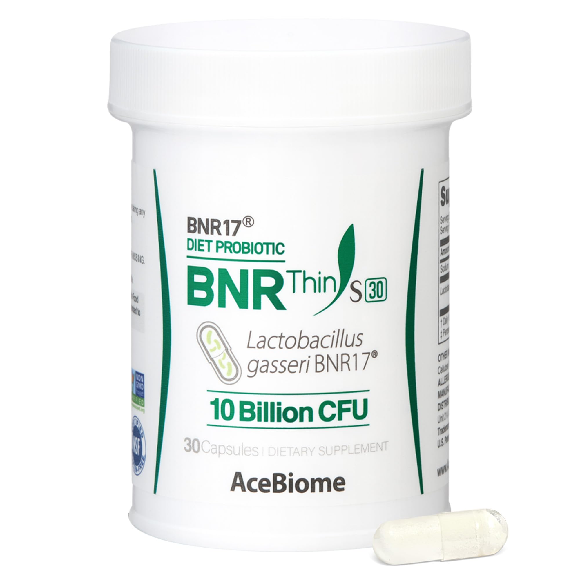 AceBiome BNRThin S30 bottle front promotes daily probiotic support for gut balance