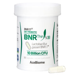 AceBiome BNRThin S30 bottle front promotes daily probiotic support for gut balance