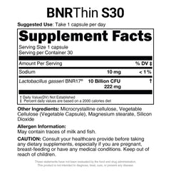 AceBiome BNRThin S30 label notes Lactobacillus gasseri BNR17 probiotic lineage