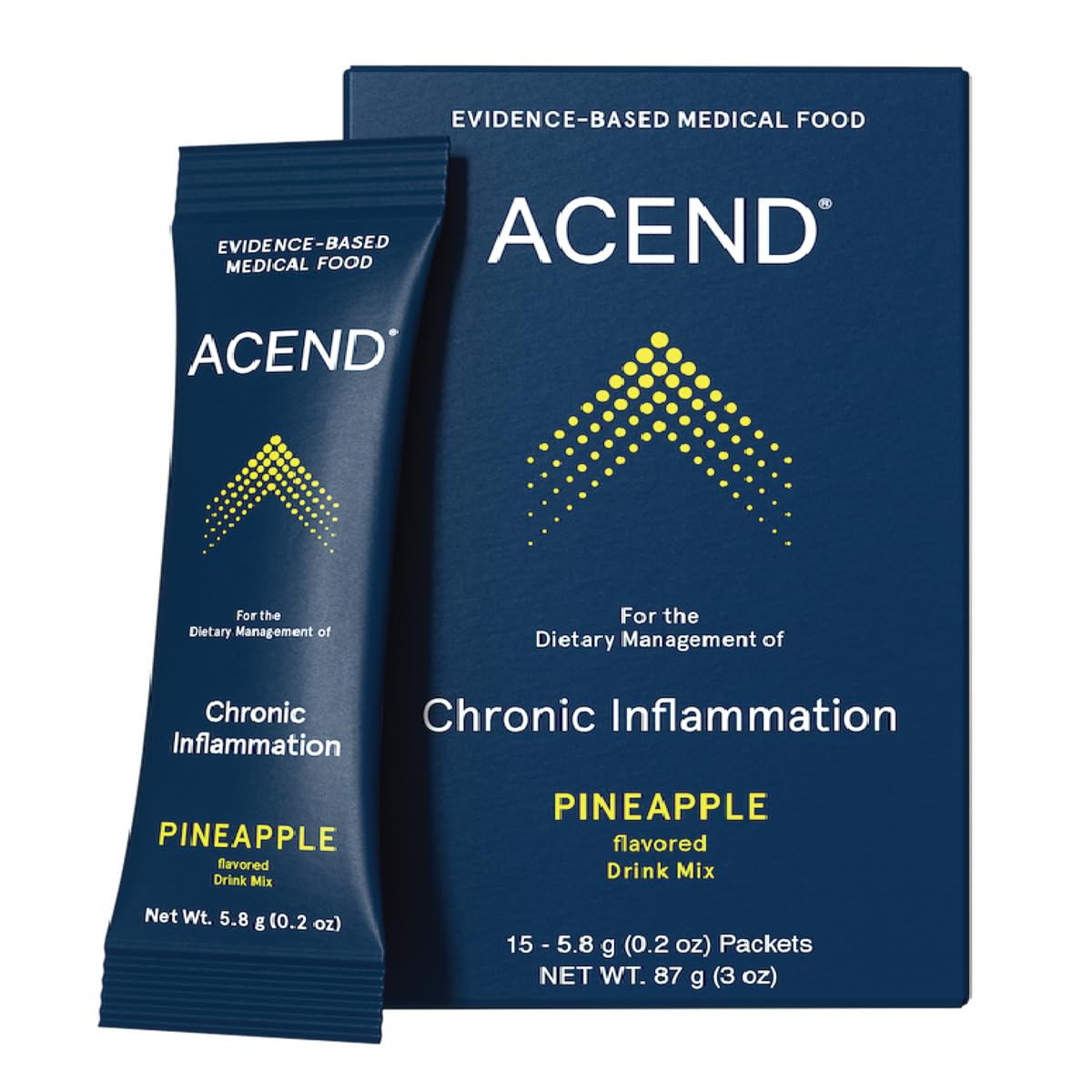 ACEND Advanced Inflammatory Support powder canister highlighting a premium daily blend.