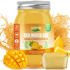 ACEYO Irish Sea Moss Gel Mango Pineapple bottle for easy daily wellness