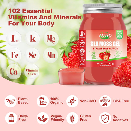 ACEYO Sea Moss Gel texture with spoon for easy serving