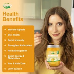 ACEYO sea moss gel ingredients label highlights wild-harvested sea moss.