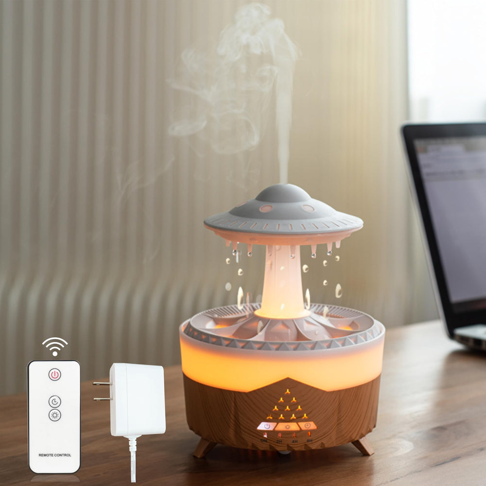 AChoice4U UFO raindrop diffuser with wood finish, soothing focal point for any room
