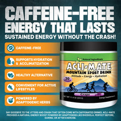 Acli-Mate Mountain Drink powder being poured for easy hydration.