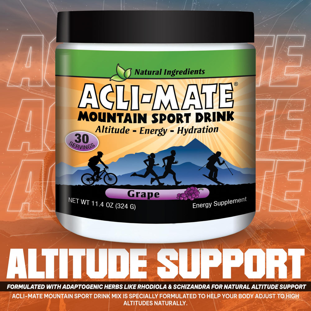 Acli-Mate grape tub close-up highlights natural sugars and electrolytes.
