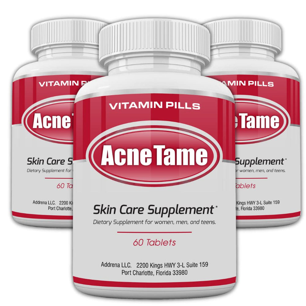 Acnetame bottle pour representing easy daily skin support.