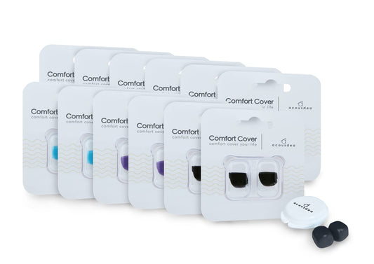 Acousdea ear plugs for sleeping with moldable silicone for customizable comfort and 40 dB reduction.