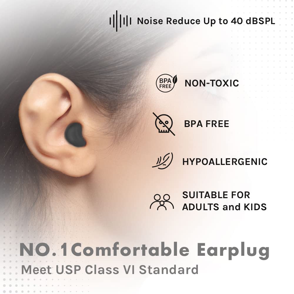 Acousdea soft silicone ear plugs closeup highlighting moldable, comfortable fit