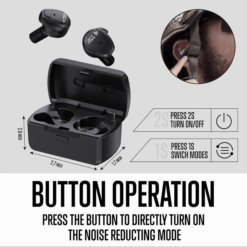 ACT FIRES Shooting Ear Buds in-ear fit for comfortable all-day range practice.