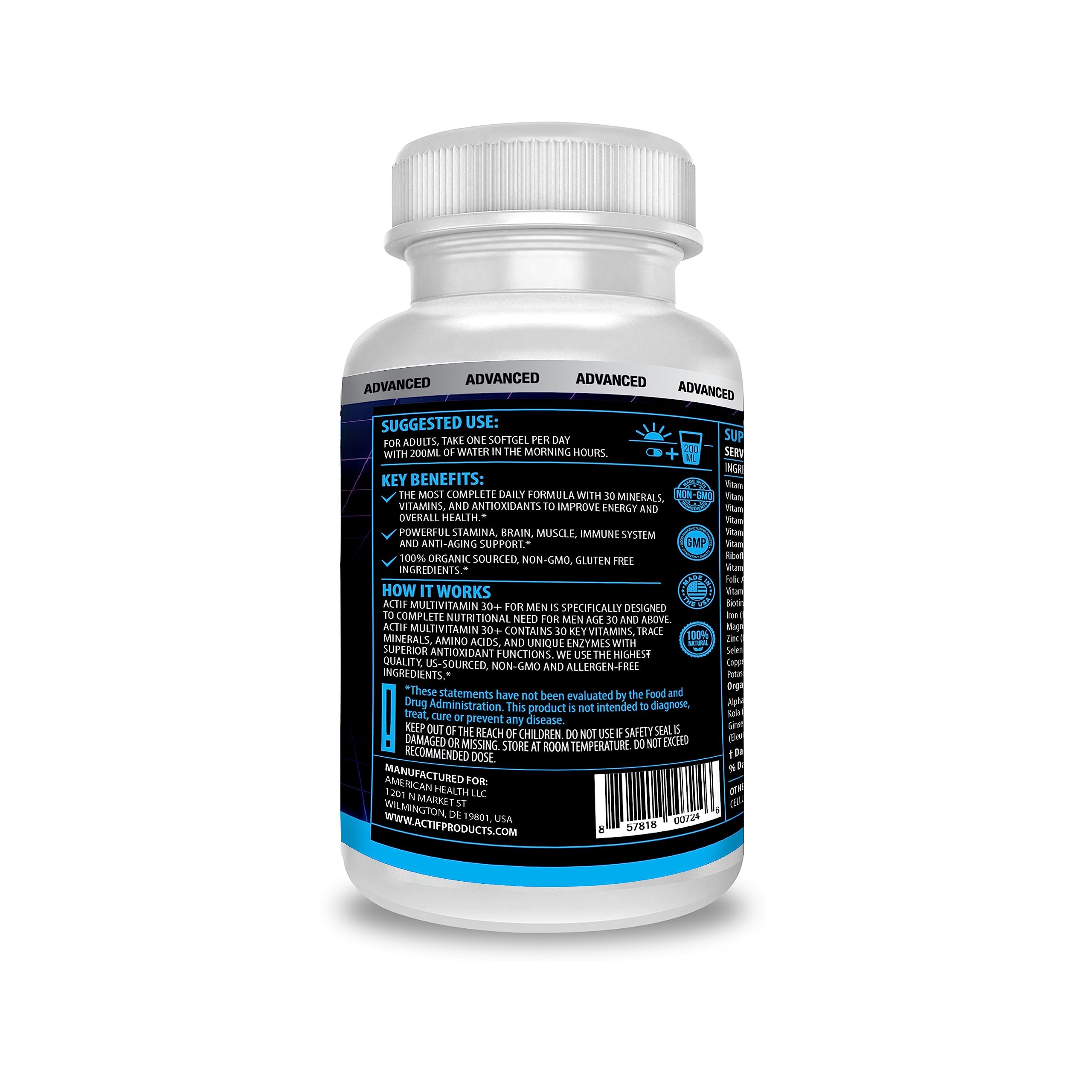 ACTIF capsules close-up showing easy-to-swallow form for daily energy.