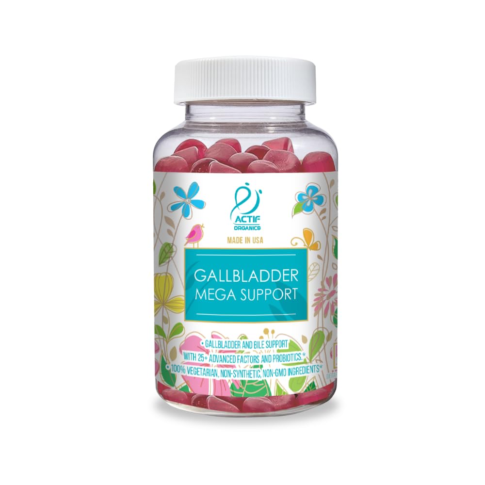 ACTIF Gallbladder Mega Support gummies bottle with strawberry flavor supporting bile flow